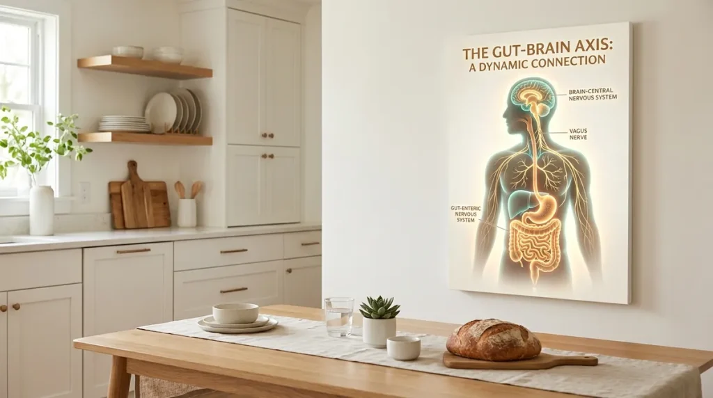 Gut-brain axis connection showing how celiac disease causes brain fog