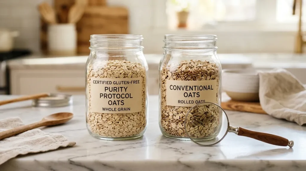 Purity protocol gluten-free oats compared to cross-contaminated conventional oats